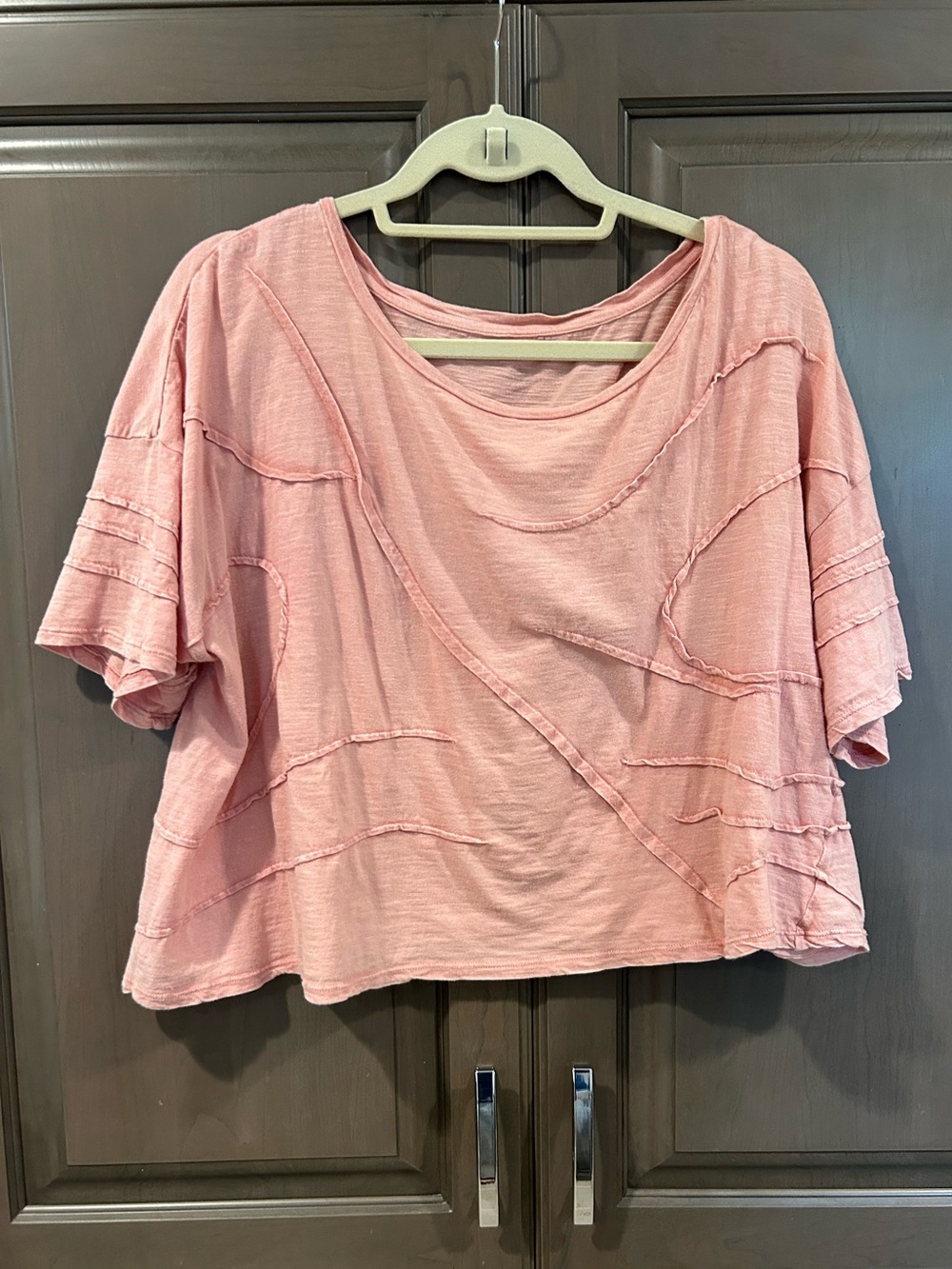 Krista Larson Textured Crop T-Shirt in Peach, OS